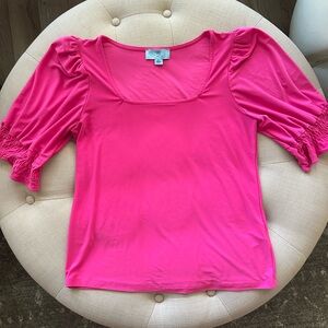 CeCe Women's Pink Top with Puff Sleeves